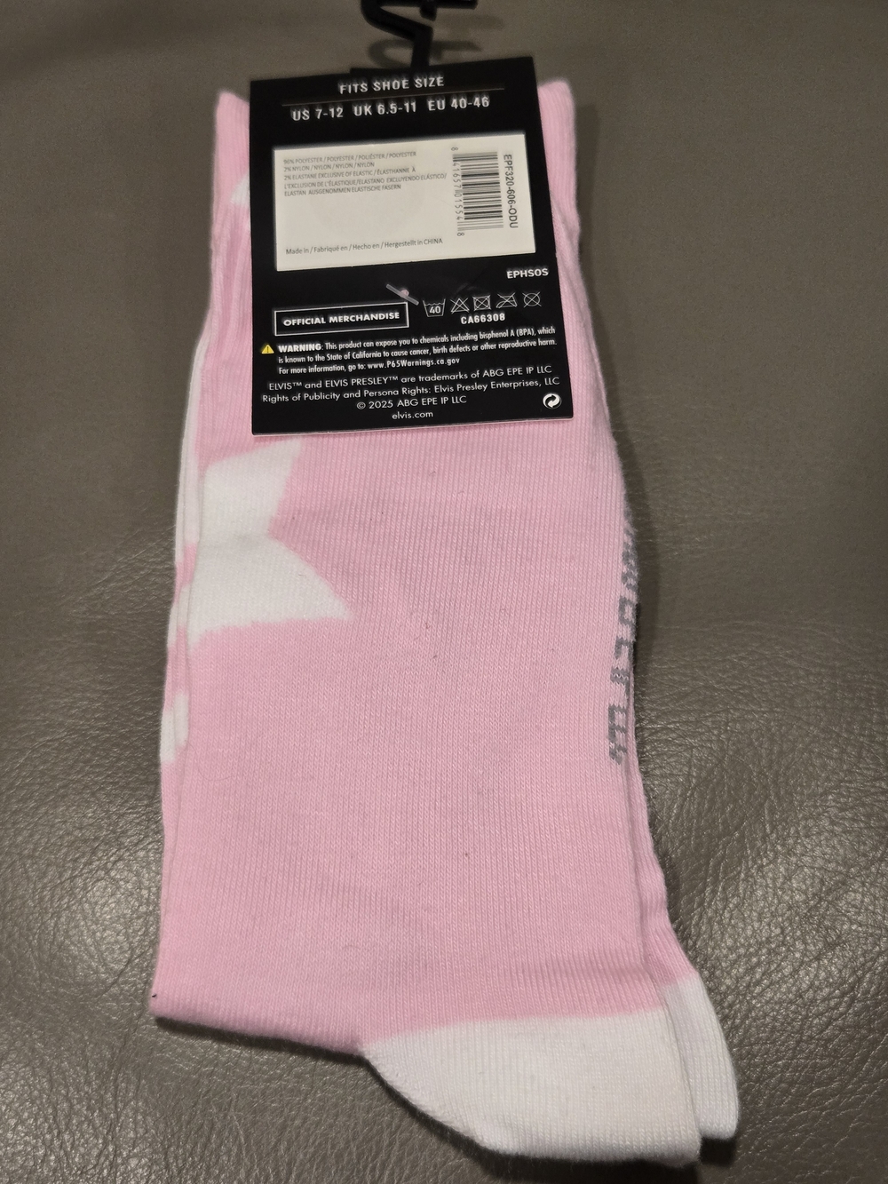 Elvis Presley  Pink & White Crew Socks  NWT - Picture 2 of 3